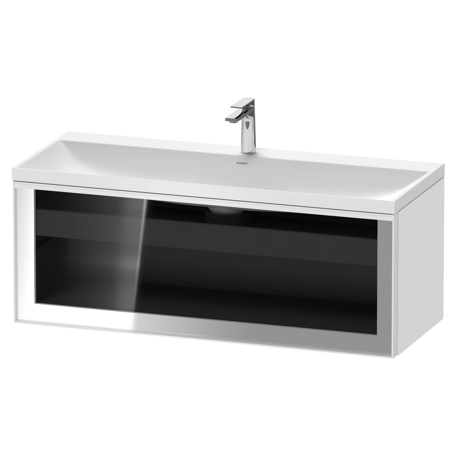Combinaison de meuble VITRIUM
120 x 48.1 x 47.9 cm
élément de tiroir, 1&nbsp;tiroir
1&nbsp;tiroir intérieur, avec fonte minérale 
lavabo DuroCast, sans trop-plein
1 trou de robinetterie
avec siphon gain de place et vidage 
front verre parsol gris
avec éclairage intérieur
l'éclairage intérieur ne peut être commandé 
que par le miroir/l'armoire de toilette
dans la version "commande par
capteur de l'éclairage intérieur"