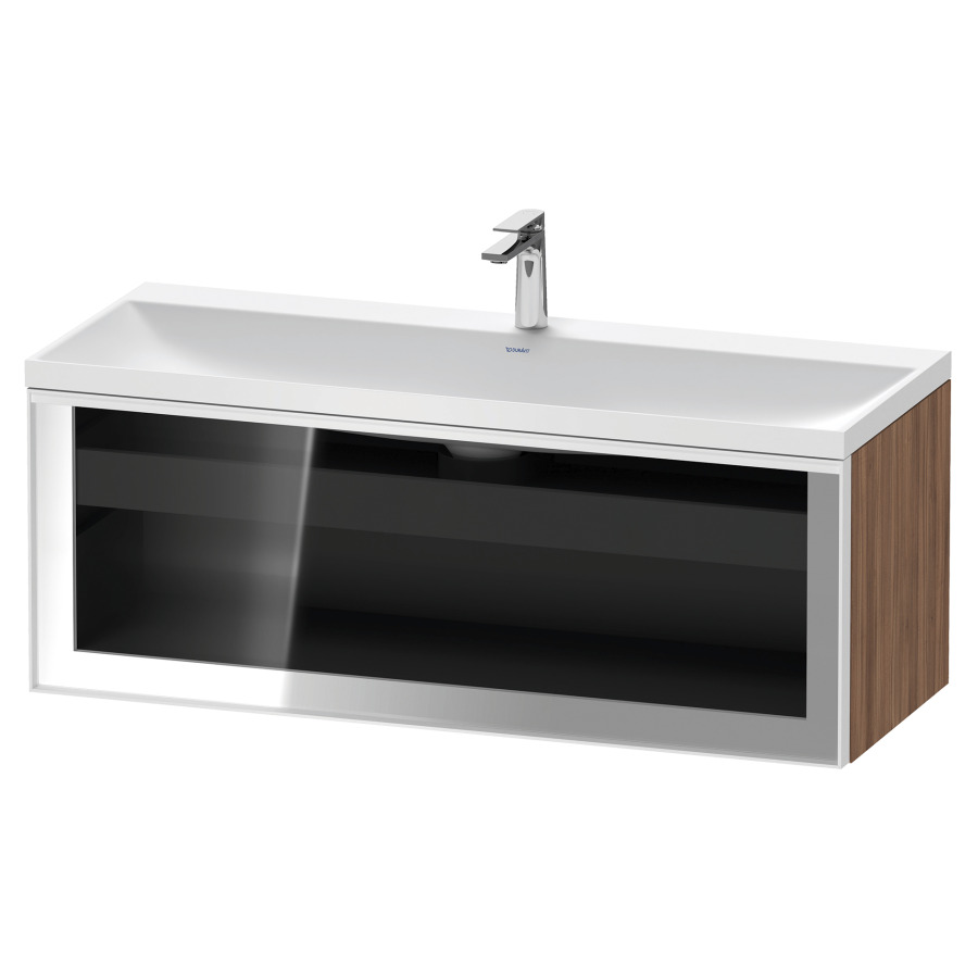 Combinaison de meuble VITRIUM
120 x 48.1 x 47.9 cm
élément de tiroir, 1&nbsp;tiroir
1&nbsp;tiroir intérieur, avec fonte minérale 
lavabo DuroCast, sans trop-plein
1 trou de robinetterie
avec siphon gain de place et vidage 
front verre parsol gris
avec éclairage intérieur
l'éclairage intérieur ne peut être commandé 
que par le miroir/l'armoire de toilette
dans la version "commande par
capteur de l'éclairage intérieur"