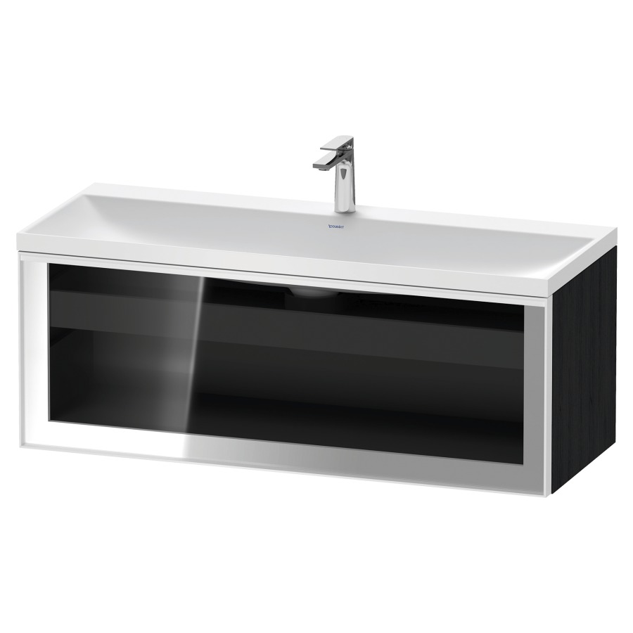 Combinaison de meuble VITRIUM
120 x 48.1 x 47.9 cm
élément de tiroir, 1&nbsp;tiroir
1&nbsp;tiroir intérieur, avec fonte minérale 
lavabo DuroCast, sans trop-plein
1 trou de robinetterie
avec siphon gain de place et vidage 
front verre parsol gris
avec éclairage intérieur
l'éclairage intérieur ne peut être commandé 
que par le miroir/l'armoire de toilette
dans la version "commande par
capteur de l'éclairage intérieur"
