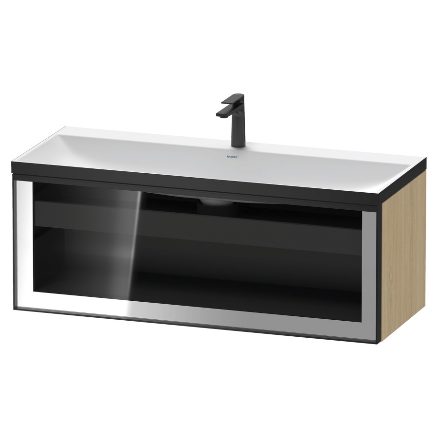 Combinaison de meuble VITRIUM
120 x 48.1 x 47.9 cm
élément de tiroir, 1&nbsp;tiroir
1&nbsp;tiroir intérieur, avec fonte minérale 
lavabo DuroCast, sans trop-plein
1 trou de robinetterie
avec siphon gain de place et vidage 
front verre parsol gris
avec éclairage intérieur
l'éclairage intérieur ne peut être commandé 
que par le miroir/l'armoire de toilette
dans la version "commande par
capteur de l'éclairage intérieur"