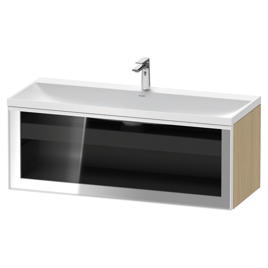 Combinaison de meuble VITRIUM
120 x 48.1 x 47.9 cm
élément de tiroir, 1&nbsp;tiroir
1&nbsp;tiroir intérieur, avec fonte minérale 
lavabo DuroCast, sans trop-plein
1 trou de robinetterie
avec siphon gain de place et vidage 
front verre parsol gris
avec éclairage intérieur
l'éclairage intérieur ne peut être commandé 
que par le miroir/l'armoire de toilette
dans la version "commande par
capteur de l'éclairage intérieur"