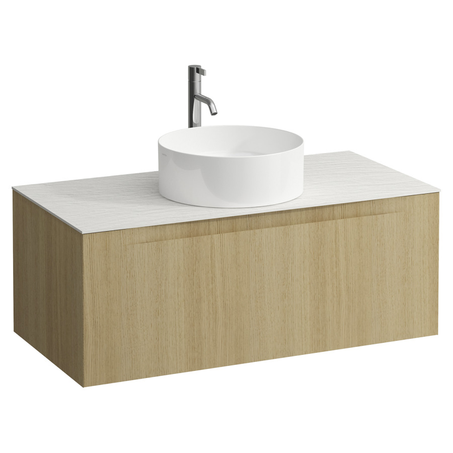 Élément inférieur  ARUN
100.5 x 39 x 50.5
élément de tiroir, 1&nbsp;tiroir
Ardesia Bianca Top
découpe au centre
pour lavabo à poser