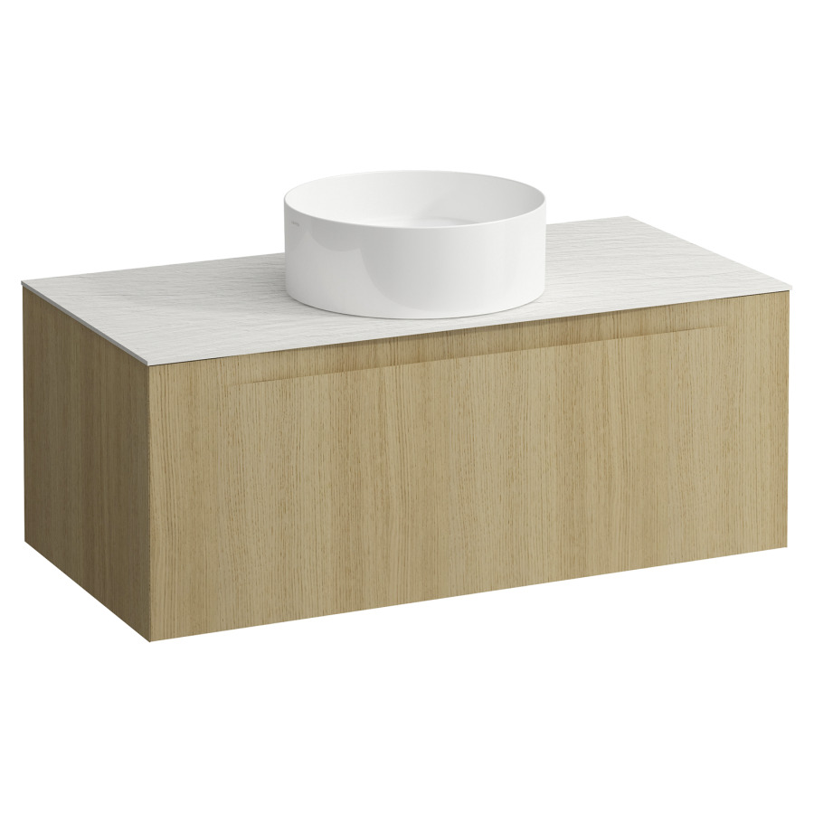 Élément inférieur  ARUN
100.5 x 39 x 50.5
élément de tiroir, 1&nbsp;tiroir
Ardesia Bianca Top
découpe au centre
pour lavabo à poser