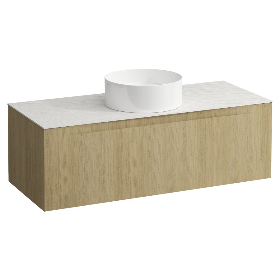 Élément inférieur  ARUN
120.5 x 39 x 50.5
élément de tiroir, 1&nbsp;tiroir
Ardesia Bianca Top
découpe au centre
pour lavabo à poser