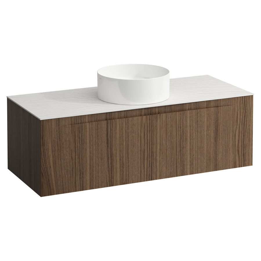 Élément inférieur  ARUN
120.5 x 39 x 50.5
élément de tiroir, 1&nbsp;tiroir
Ardesia Bianca Top
découpe au centre
pour lavabo à poser