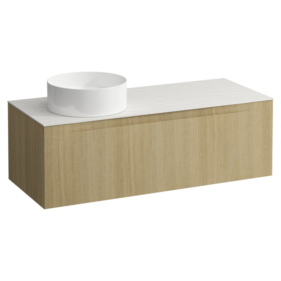 Élément inférieur  ARUN
120.5 x 39 x 50.5
élément de tiroir, 1&nbsp;tiroir
Ardesia Bianca Top
découpe à gauche
pour lavabo à poser