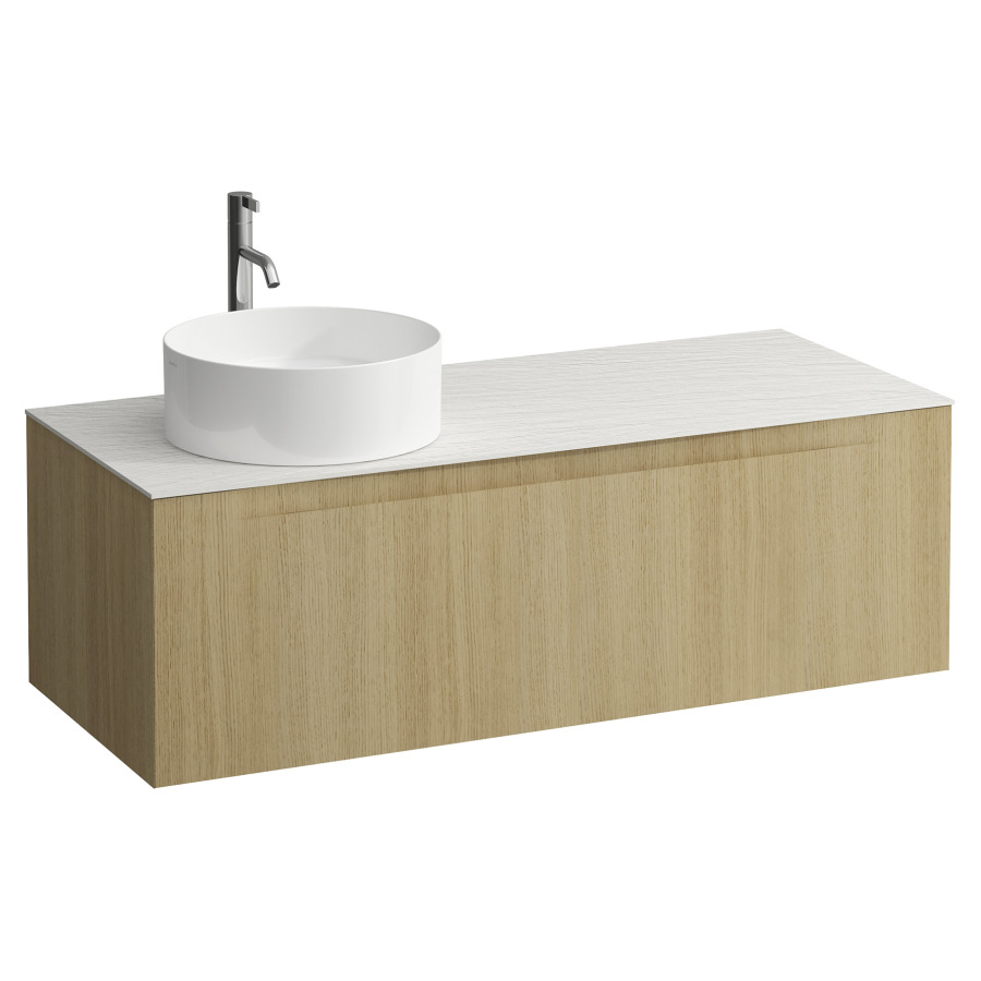 Élément inférieur  ARUN
120.5 x 39 x 50.5
élément de tiroir, 1&nbsp;tiroir
Ardesia Bianca Top
découpe à gauche
pour lavabo à poser