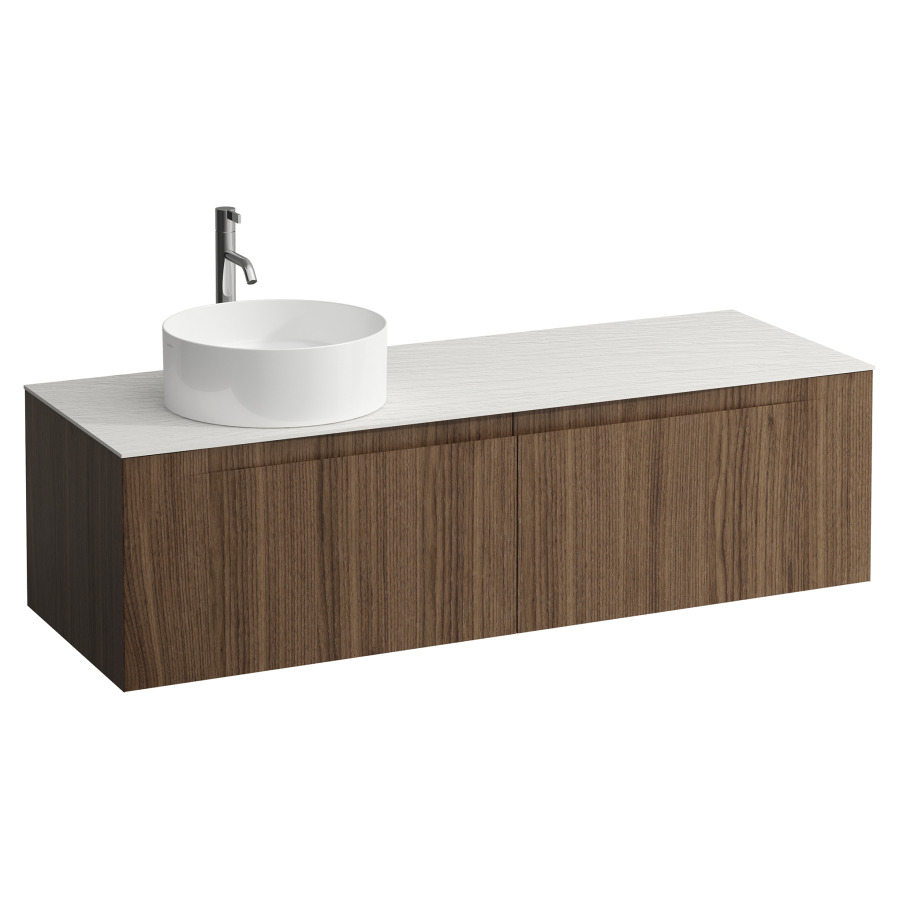 Élément inférieur  ARUN
140.5 x 39 x 50.5
élément de tiroir, 2&nbsp;tiroirs
Ardesia Bianca Top
découpe à gauche
pour lavabo à poser