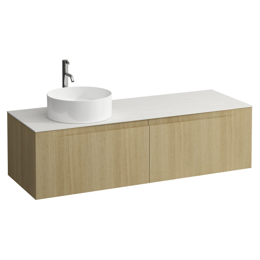 Élément inférieur  ARUN
140.5 x 39 x 50.5
élément de tiroir, 2&nbsp;tiroirs
Ardesia Bianca Top
découpe à gauche
pour lavabo à poser