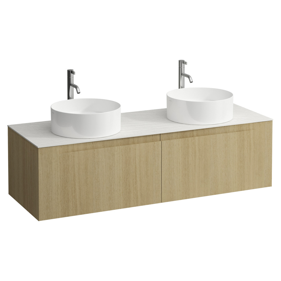 Élément inférieur  ARUN
140.5 x 39 x 50.5
élément de tiroir, 2&nbsp;tiroirs
Ardesia Bianca Top
2 découpes
pour lavabo à poser