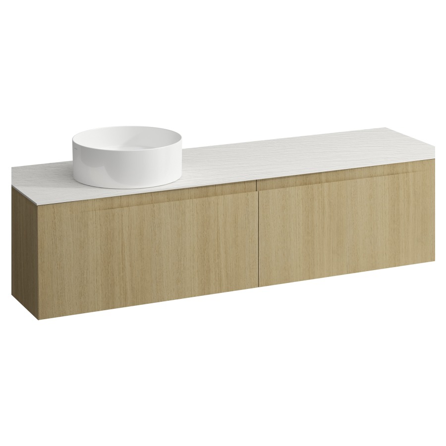 Élément inférieur  ARUN
160.5 x 39 x 50.5
élément de tiroir, 2&nbsp;tiroirs
Ardesia Bianca Top
découpe à gauche
pour lavabo à poser