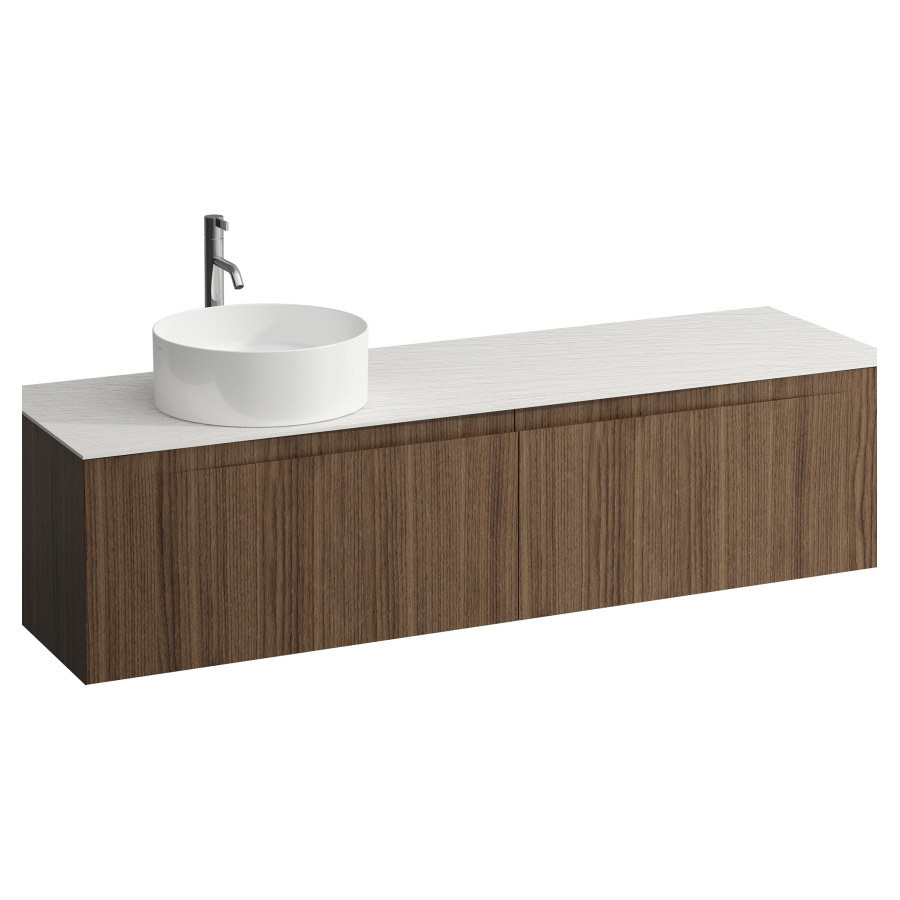 Élément inférieur  ARUN
160.5 x 39 x 50.5
élément de tiroir, 2&nbsp;tiroirs
Ardesia Bianca Top
découpe à gauche
pour lavabo à poser