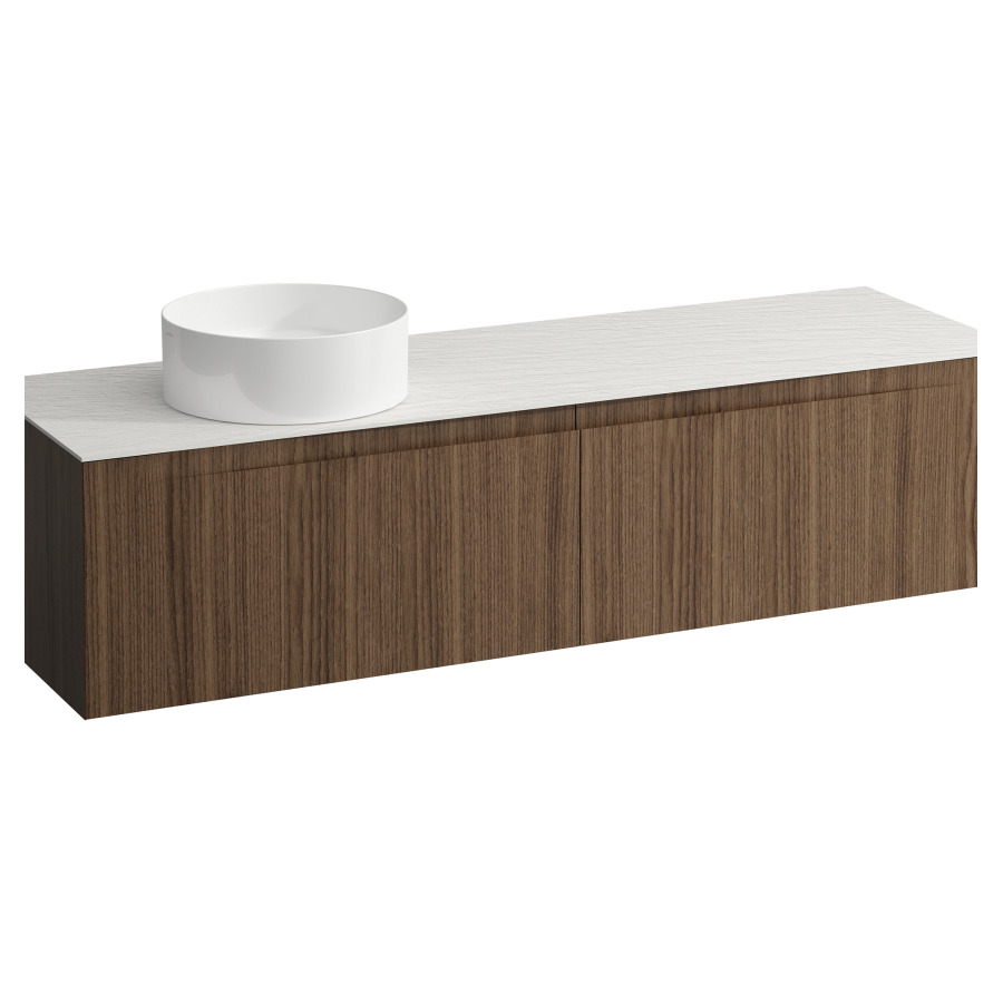 Élément inférieur  ARUN
160.5 x 39 x 50.5
élément de tiroir, 2&nbsp;tiroirs
Ardesia Bianca Top
découpe à gauche
pour lavabo à poser