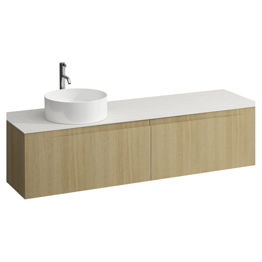 Élément inférieur  ARUN
160.5 x 39 x 50.5
élément de tiroir, 2&nbsp;tiroirs
Ardesia Bianca Top
découpe à gauche
pour lavabo à poser