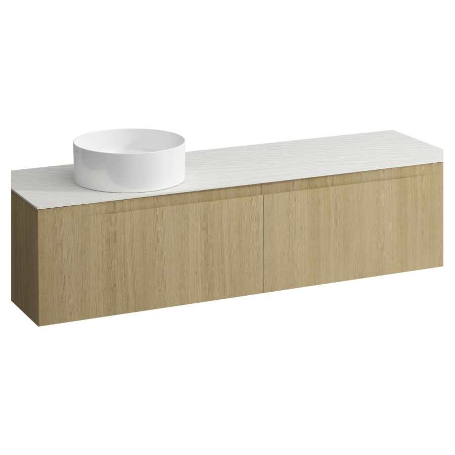 Élément inférieur  ARUN
160.5 x 39 x 50.5
élément de tiroir, 2&nbsp;tiroirs
Ardesia Bianca Top
découpe à gauche
pour lavabo à poser