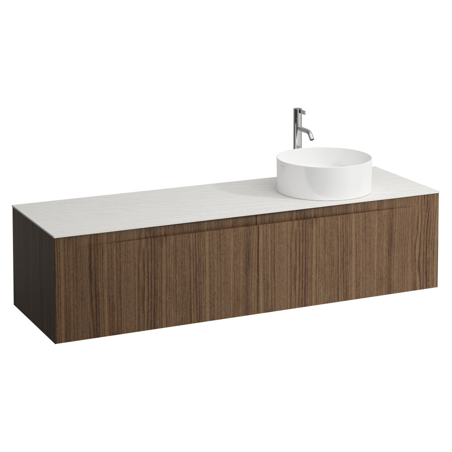 Élément inférieur  ARUN
160.5 x 39 x 50.5
élément de tiroir, 2&nbsp;tiroirs
Ardesia Bianca Top
découpe à droite
pour lavabo à poser