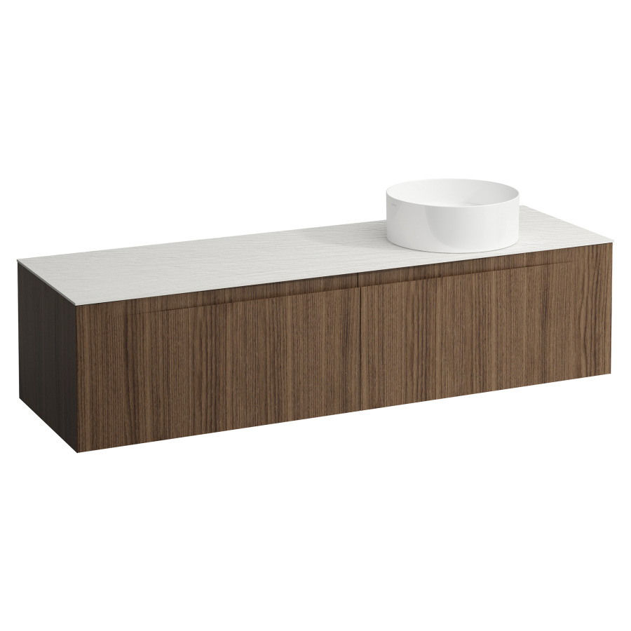 Élément inférieur  ARUN
160.5 x 39 x 50.5
élément de tiroir, 2&nbsp;tiroirs
Ardesia Bianca Top
découpe à droite
pour lavabo à poser
