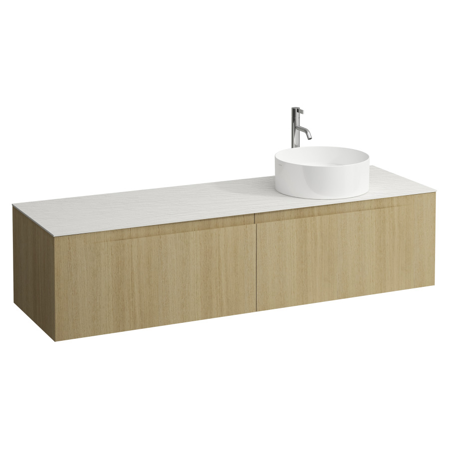 Élément inférieur  ARUN
160.5 x 39 x 50.5
élément de tiroir, 2&nbsp;tiroirs
Ardesia Bianca Top
découpe à droite
pour lavabo à poser
