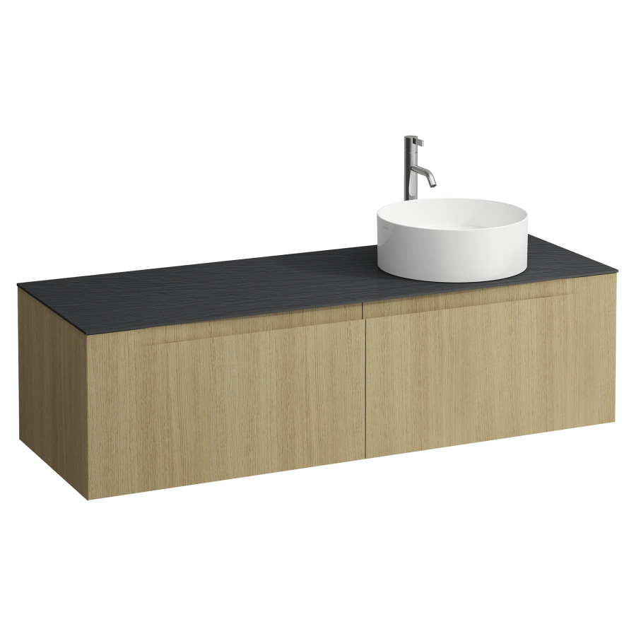 Élément inférieur  ARUN
140.5 x 39 x 50.5
élément de tiroir, 2&nbsp;tiroirs
Ardesia Nera Top
découpe à droite
pour lavabo à poser