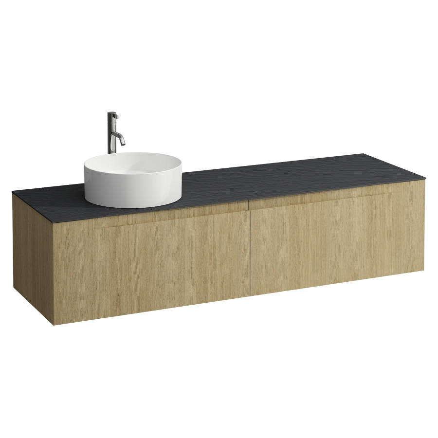 Élément inférieur  ARUN
160.5 x 39 x 50.5
élément de tiroir, 2&nbsp;tiroirs
Ardesia Nera Top
découpe à gauche
pour lavabo à poser