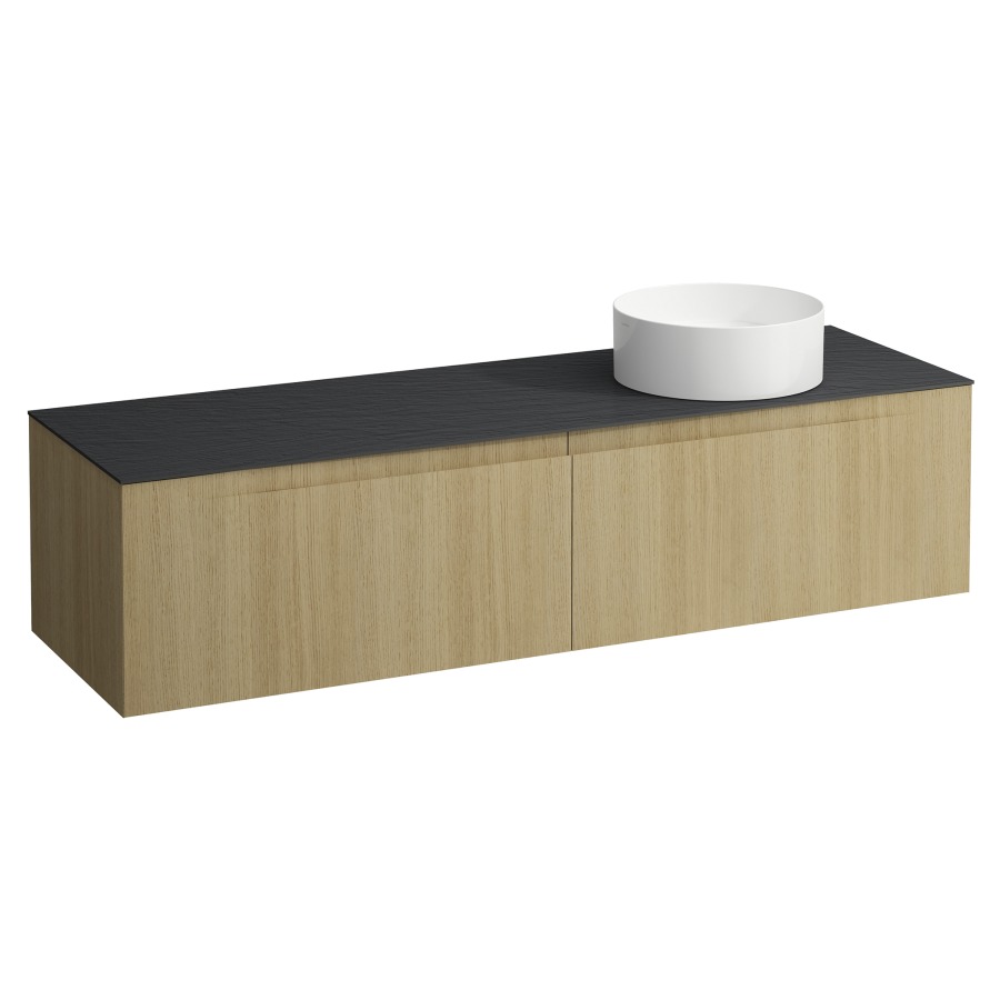 Élément inférieur  ARUN
160.5 x 39 x 50.5
élément de tiroir, 2&nbsp;tiroirs
Ardesia Nera Top
découpe à droite
pour lavabo à poser