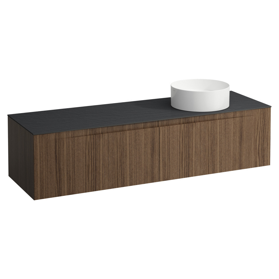 Élément inférieur  ARUN
160.5 x 39 x 50.5
élément de tiroir, 2&nbsp;tiroirs
Ardesia Nera Top
découpe à droite
pour lavabo à poser