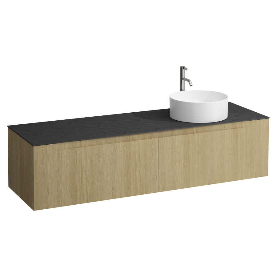 Élément inférieur  ARUN
160.5 x 39 x 50.5
élément de tiroir, 2&nbsp;tiroirs
Ardesia Nera Top
découpe à droite
pour lavabo à poser