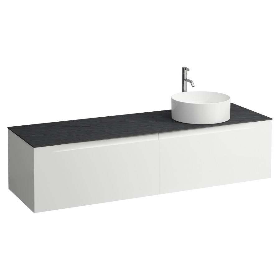 Élément inférieur  ARUN
160.5 x 39 x 50.5
élément de tiroir, 2&nbsp;tiroirs
Ardesia Nera Top
découpe à droite
pour lavabo à poser