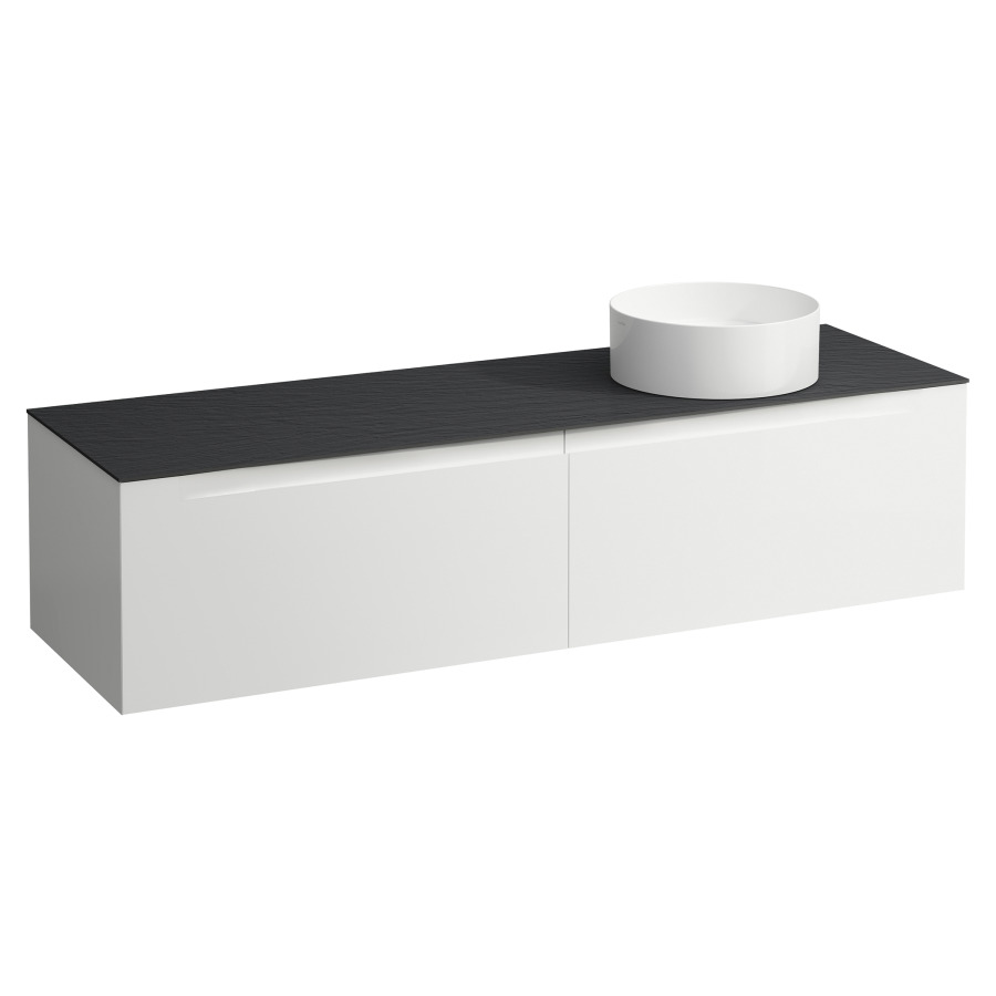 Élément inférieur  ARUN
160.5 x 39 x 50.5
élément de tiroir, 2&nbsp;tiroirs
Ardesia Nera Top
découpe à droite
pour lavabo à poser