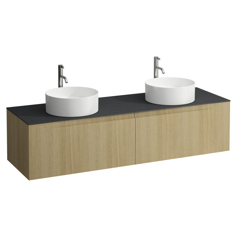 Élément inférieur  ARUN
160.5 x 39 x 50.5
élément de tiroir, 2&nbsp;tiroirs
Ardesia Nera Top
2 découpes
pour lavabo à poser