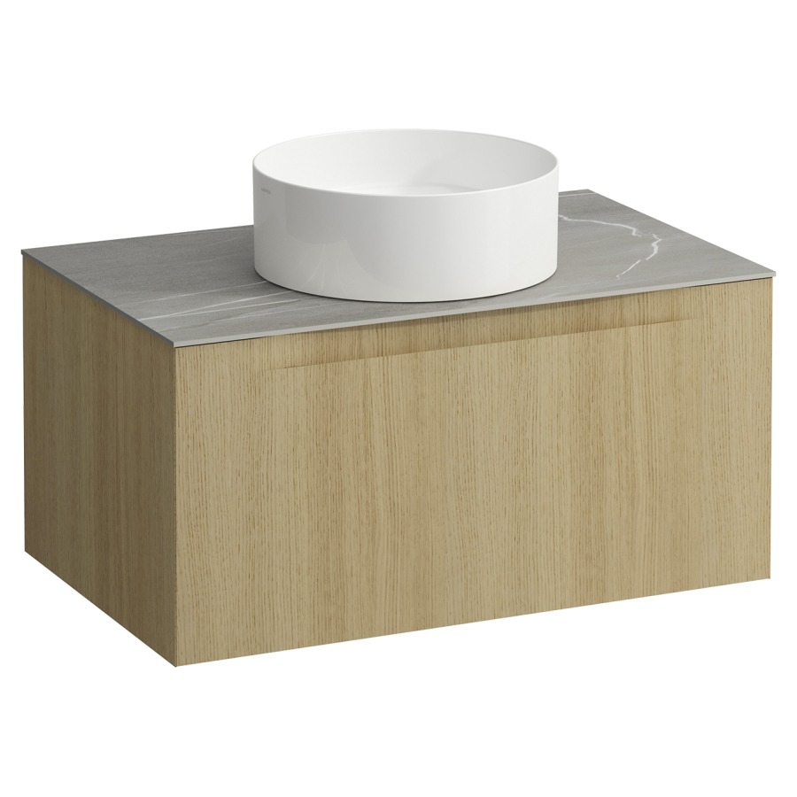 Élément inférieur  ARUN
80.5 x 39 x 50.5
élément de tiroir, 1&nbsp;tiroir
Piasentina Grigio Top
découpe au centre
pour lavabo à poser