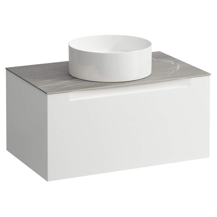 Élément inférieur  ARUN
80.5 x 39 x 50.5
élément de tiroir, 1&nbsp;tiroir
Piasentina Grigio Top
découpe au centre
pour lavabo à poser