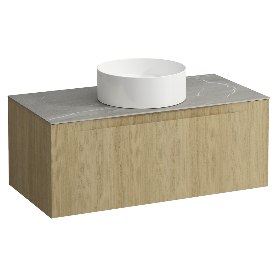 Élément inférieur  ARUN
100.5 x 39 x 50.5
élément de tiroir, 1&nbsp;tiroir
Piasentina Grigio Top
découpe au centre
pour lavabo à poser