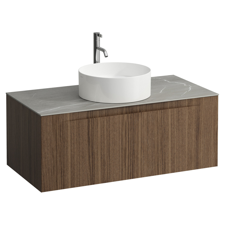 Élément inférieur  ARUN
100.5 x 39 x 50.5
élément de tiroir, 1&nbsp;tiroir
Piasentina Grigio Top
découpe au centre
pour lavabo à poser