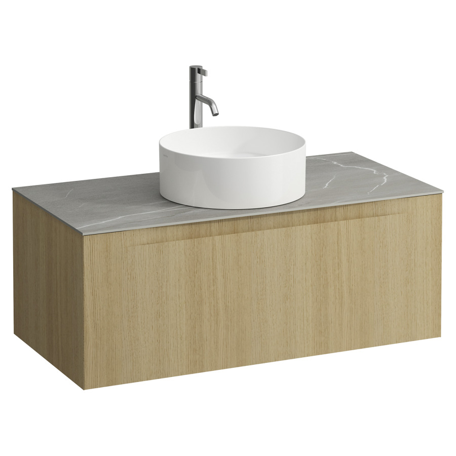 Élément inférieur  ARUN
100.5 x 39 x 50.5
élément de tiroir, 1&nbsp;tiroir
Piasentina Grigio Top
découpe au centre
pour lavabo à poser