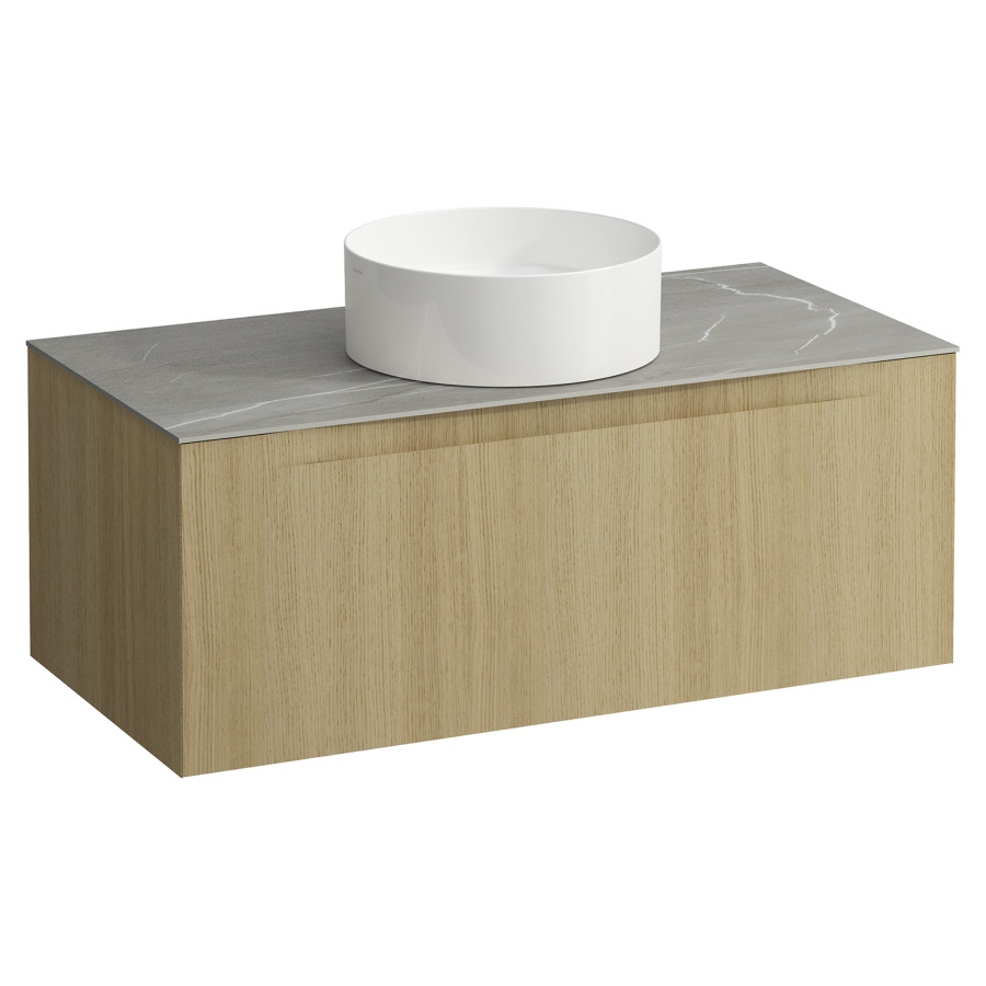 Élément inférieur  ARUN
100.5 x 39 x 50.5
élément de tiroir, 1&nbsp;tiroir
Piasentina Grigio Top
découpe au centre
pour lavabo à poser