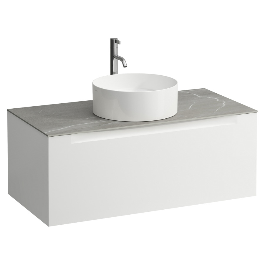 Élément inférieur  ARUN
100.5 x 39 x 50.5
élément de tiroir, 1&nbsp;tiroir
Piasentina Grigio Top
découpe au centre
pour lavabo à poser