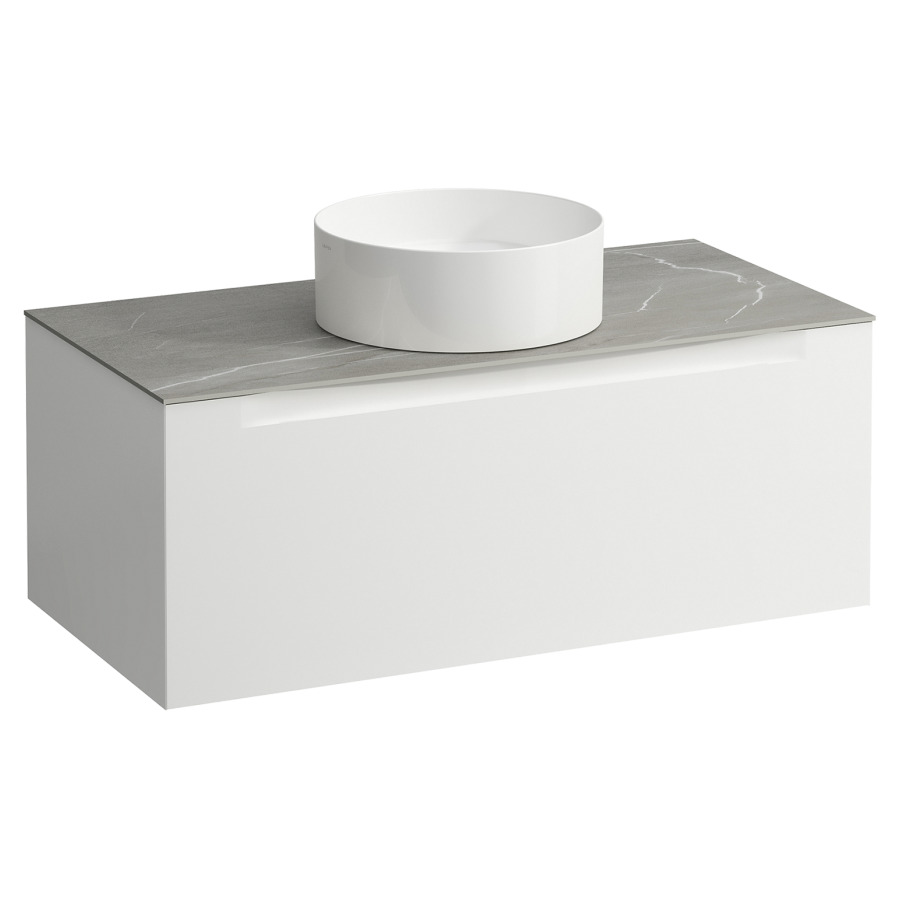 Élément inférieur  ARUN
100.5 x 39 x 50.5
élément de tiroir, 1&nbsp;tiroir
Piasentina Grigio Top
découpe au centre
pour lavabo à poser