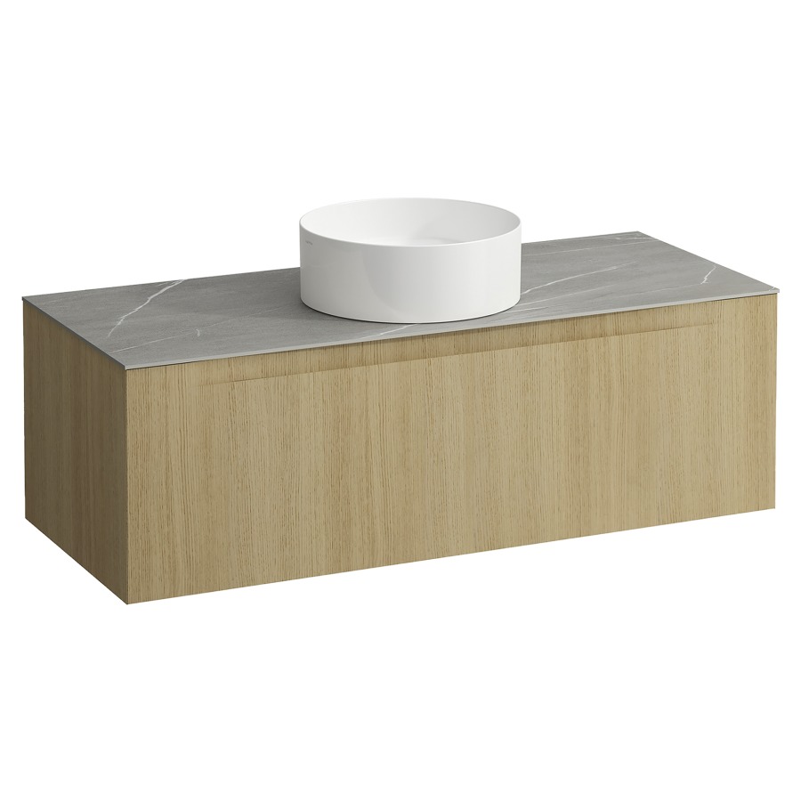 Élément inférieur  ARUN
120.5 x 39 x 50.5
élément de tiroir, 1&nbsp;tiroir
Piasentina Grigio Top
découpe au centre
pour lavabo à poser