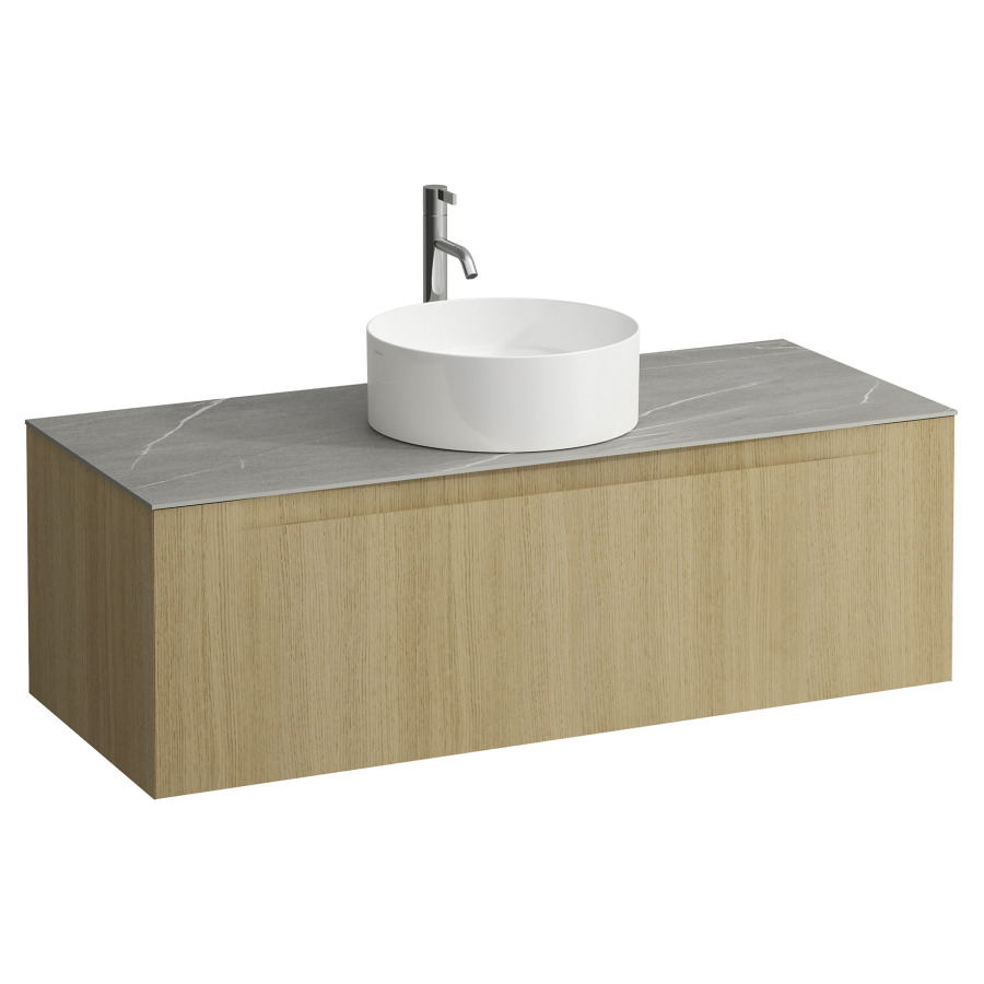 Élément inférieur  ARUN
120.5 x 39 x 50.5
élément de tiroir, 1&nbsp;tiroir
Piasentina Grigio Top
découpe au centre
pour lavabo à poser