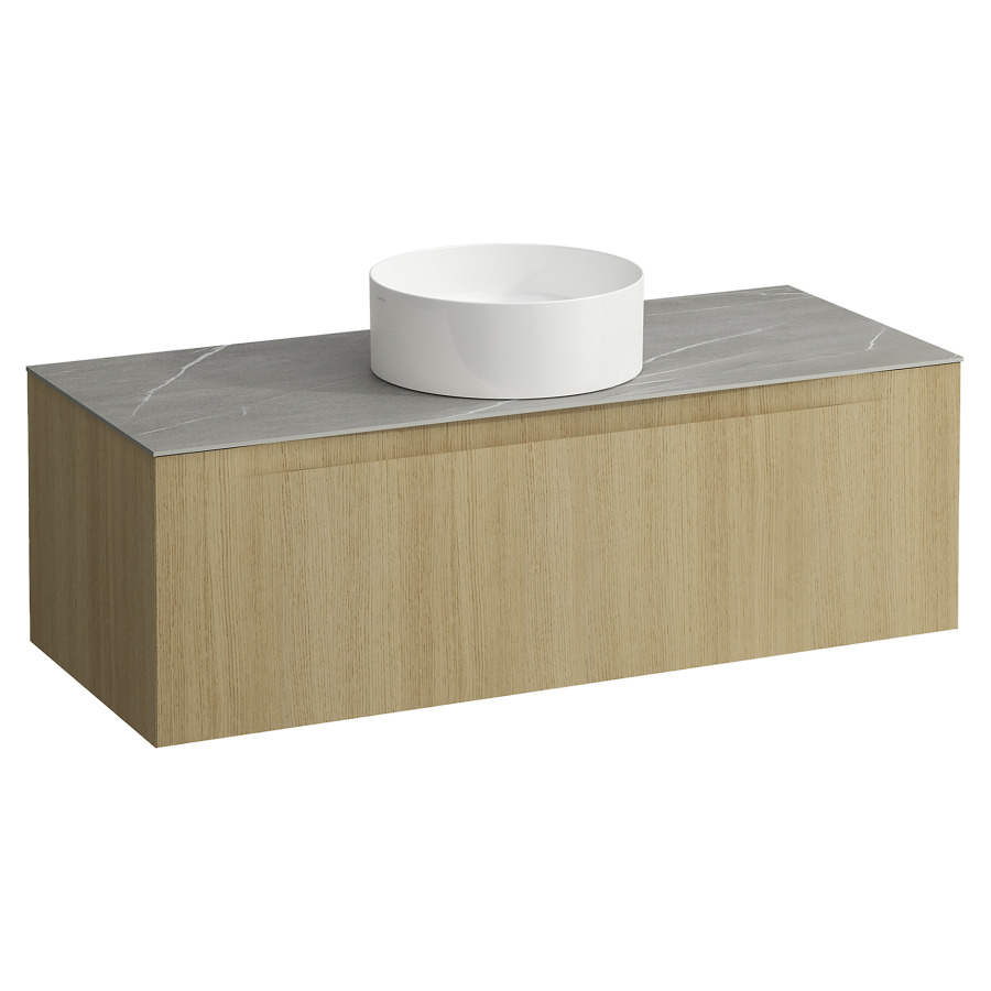 Élément inférieur  ARUN
120.5 x 39 x 50.5
élément de tiroir, 1&nbsp;tiroir
Piasentina Grigio Top
découpe au centre
pour lavabo à poser