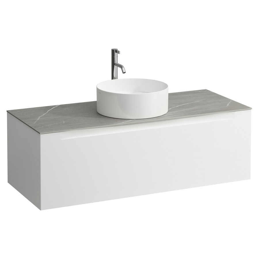 Élément inférieur  ARUN
120.5 x 39 x 50.5
élément de tiroir, 1&nbsp;tiroir
Piasentina Grigio Top
découpe au centre
pour lavabo à poser