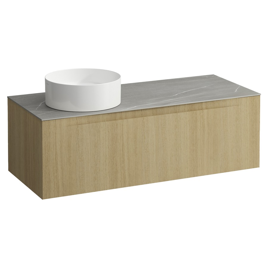 Élément inférieur  ARUN
120.5 x 39 x 50.5
élément de tiroir, 1&nbsp;tiroir
Piasentina Grigio Top
découpe à gauche
pour lavabo à poser