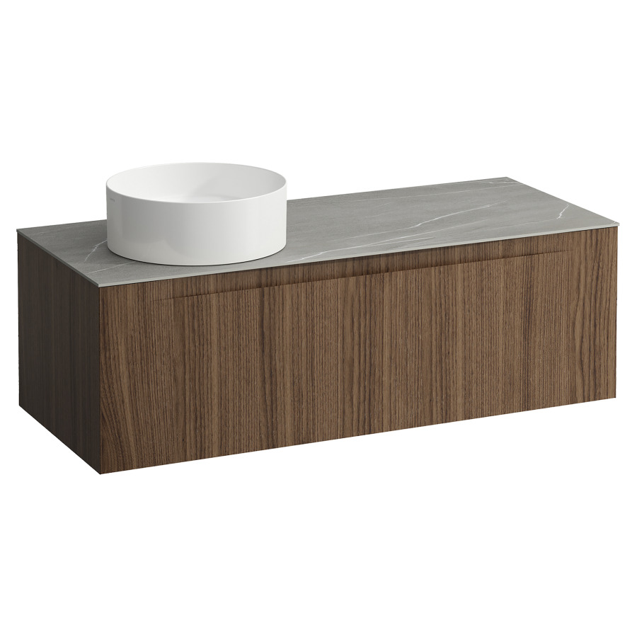 Élément inférieur  ARUN
120.5 x 39 x 50.5
élément de tiroir, 1&nbsp;tiroir
Piasentina Grigio Top
découpe à gauche
pour lavabo à poser