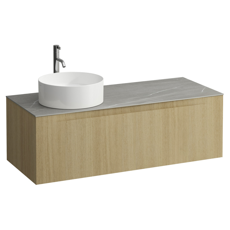 Élément inférieur  ARUN
120.5 x 39 x 50.5
élément de tiroir, 1&nbsp;tiroir
Piasentina Grigio Top
découpe à gauche
pour lavabo à poser
