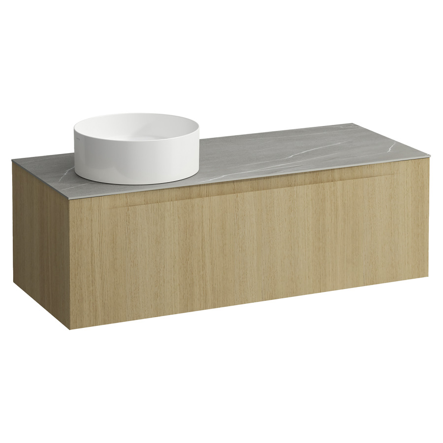 Élément inférieur  ARUN
120.5 x 39 x 50.5
élément de tiroir, 1&nbsp;tiroir
Piasentina Grigio Top
découpe à gauche
pour lavabo à poser
