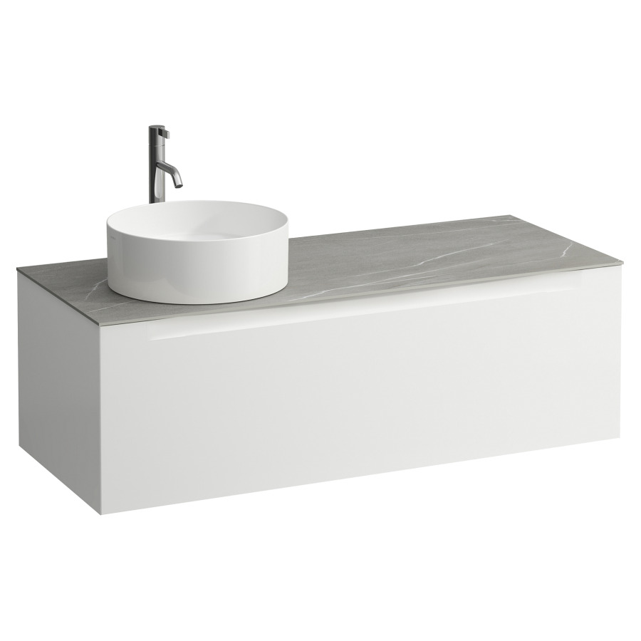 Élément inférieur  ARUN
120.5 x 39 x 50.5
élément de tiroir, 1&nbsp;tiroir
Piasentina Grigio Top
découpe à gauche
pour lavabo à poser