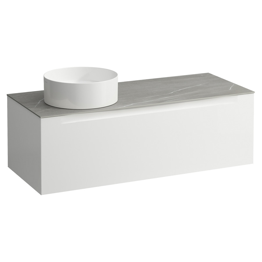 Élément inférieur  ARUN
120.5 x 39 x 50.5
élément de tiroir, 1&nbsp;tiroir
Piasentina Grigio Top
découpe à gauche
pour lavabo à poser
