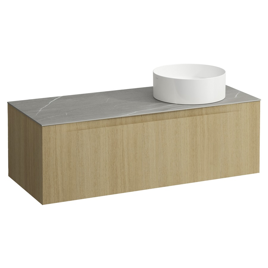 Élément inférieur  ARUN
120.5 x 39 x 50.5
élément de tiroir, 1&nbsp;tiroir
Piasentina Grigio Top
découpe à droite
pour lavabo à poser