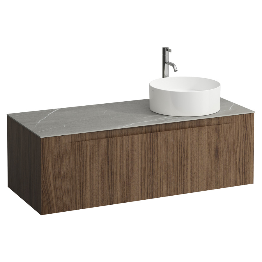 Élément inférieur  ARUN
120.5 x 39 x 50.5
élément de tiroir, 1&nbsp;tiroir
Piasentina Grigio Top
découpe à droite
pour lavabo à poser